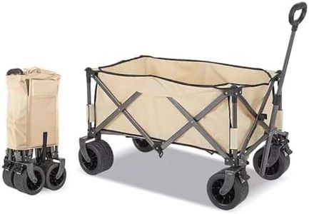 HEXAR® Heavy Duty Shopping Trolley Collapsible Utility Cart Beach Wagon 360° Wheels & Adjustable Handle, 150Kg Capacity Foldable Grocery Cart for Garden Patio Outdoor Camping Picnic