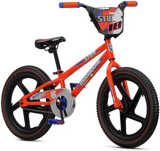 Mongoose Stun Kid's Freestyle BMX Bike with Kickstand, 18-Inch Wheels, Orange