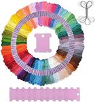 Premium 105 Embroidery Thread Skeins - Friendship Bracelet String – Perfect Embroidery Floss Kit for Beginners – Set of 10 Gold Eye Needles and 1 Threader Included – DMC Color Card Included (133)