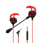 Headphones Gaming Earphones with Mic & Volume Control, X box One Switch Console In Ear Headset Earbuds Wired with Microphone, PC Computer PS 4 Phone games accessories earphone, Red