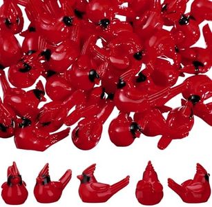 Cinnvoice 50 Pcs Mini Resin Red Cardinal Bird Figurines Tiny Cardinal Figurine Red Cardinal Decoration Cardinal Christmas Ornaments for Gift Xmas Miniature Garden Crafts Cake Topper Christmas