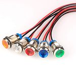 Gebildet 5pcs 10mm AC/DC 12-24V LED Metal Indicator Light Waterproof Signal Lamp with Wire