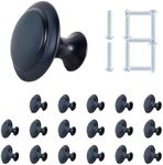 GTILE 18 Pcs Black Cabinet Dresser Drawer Knobs, 1.13” Draw Pulls and Knobs, Drawer Handles with Screws, Kitchen Cabinet Hardware for Cabinet, Bathroom Cabinet