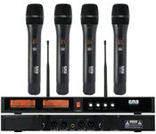 EMB EMIC2500 Wireless Microphone System 4-Channel UHF Cordless Mic Set with Four Handheld Mics, All Metal Build, Fixed Frequency, Long Range 260ft, Ideal for Church, Karaoke, Weddings, Events