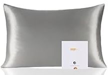 ZIMASILK 100% Mulberry Silk Pillowcase for Hair and Skin, with Hidden Zipper, Both Sides 19 Momme Pure Silk, 1pc(Queen 20''x30'',Dark Grey)