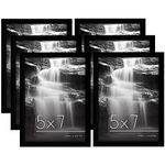 Americanflat 7x5 Photo Frames in Black - Set of 6 - Gallery Wall Picture Frame Set with Shatter-resistant Glass - Horizontal and Vertical Formats for Wall and Tabletop