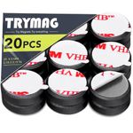 TRYMAG Ceramic Magnets for Crafts, Small 18mm (.709 inch) Round Disc Crafts Magnets with Adhesive Backing, Flat Circle Ferrite Industrial Magnets for Crafts, DIY, Science, Hobbies, Project - 20 PCS