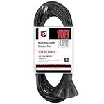 EP 15 Ft Outdoor Extension Cord with 3 Electrical Power Outlets - 16/3 SJTW Durable Black Cable with 3 Prong Grounded Plug, UL Listed