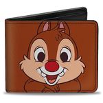 Buckle-Down Disney Wallet, Bifold, Chip n Dale Character Face Close Ups Brown, Vegan Leather, Brown, 4.0" x 3.5", Casual