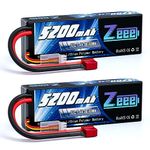 Zeee 2S Lipo Battery 5200mAh Hard Case Battery 7.4V 50C with Deans T Plug for 1/8 1/10 RC Car RC Evader BX Car Truck Truggy Buggy Tank Helicopter Airplane Car Racing (2 Pack)