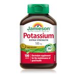 Jamieson Extra Strength Potassium 100 mg Timed Release, 100 Caplets, Supports Muscle & Nerve Function, Electrolyte Support, Helps Prevent Potassium Deficiency. Vegetarian, Proudly Canadian