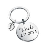 BNQL New Uncle Gifts Keychain Uncle EST.2024 Keychain Uncle Jewelry Gifts for New Uncle First Time Uncle Gifts, Uncle Est 2024 Keychain