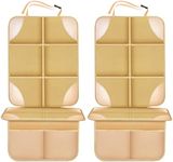 Meolsaek Car Seat Protector, Non-Slip Padded Backing Will Not Leave Imprint, Thicker Car Seat Protector for Child Car Seat 2 Pack for SUV, Sedan, Truck, Leather Seat Protector (Beige)