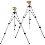 Biswing Heavy Duty Impact Sprinkler Head on Tripod Base, Tall Metal Lawn Sprinklers for Yard Lawn Garden, Telescoping Sprinkler with 3/4 Inch Connector, 360 Degree Large Area Irrigation, 2 Pack