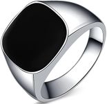 Stainless Steel Black Enamel Signet Ring (10)