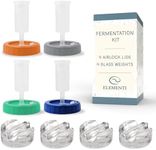 Elementi Fermentation Kit - Set of 4 Glass Fermentation Weights & Mason Jar Fermentation Lids for Wide Mouth Mason Jars - Sauerkraut, Kimchi & Pickling Kit - Fermenting Kit - Airlocks for Fermenting