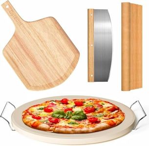 Gyreuni 13 Pizza Stone for Oven and Grill with Pizza Peel, Baking Stone Set