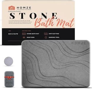 HOMZE Stone Bath Mat, Luxury Natural Diatomaceous Earth Shower Mat with High Absorbency, Safe Nonslip Fast Drying Bathroom Floormat Quick Absorbing Multi Purpose Diatomite Soap Dish Grey