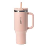 Coolflask 40 oz Pink Tumbler with Handle, Insulated Water Tumbler with Lid and Straw, Coffee Tumbler Stainless Steel Vacuum for Cup Holder, Keep Cold for 24 Hrs/Hot for 12 Hrs