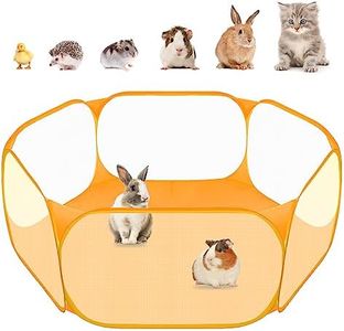 Small Animals C&C Cage Tent, Breathable & Transparent Pet Playpen Pop Open Outdoor/Indoor Exercise Fence, Portable Yard Fence for Guinea Pig, Rabbits, Hamster, Chinchillas and Hedgehogs
