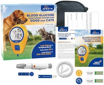Pet Blood Glucose Monitor for Dogs & Cats, Diabetes Testing Kit with 50 Test Strips, 50 Lancets, Lancing Device, Soft Carrying Case,Accurate Home Pet Blood Glucose Monitoring System 500 Memory