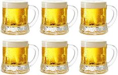 Circleware 42782 Roadhouse Heavy Base Whiskey Shot Glasses with Handle, Set of 6, Fun Party Beer Mug Shape Entertainment Beverage Drinking Glassware for Bar Liquor Decor, Jello Cups, 1.7 oz, Clear