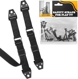 TV Safety Straps for Furniture Anchoring - Anti-Tip TV Straps Safety for Flat Screen, Easy to Setup and Hold-Up to 330 lbs, Adjustable 19-39" Length Flexible Nylon, Wear and Tear-Resistant