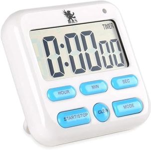 H&S Magnetic Digital Kitchen Timer & Alarm Clock - White Classroom Countdown Timer with Large LCD Digits Display & AAA Battery Included - Cooking Timer with Loud Alarm & Magnetic Stand