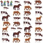 Farm Animals Figure Set,36PCS 1:87 Well Painted Farm Animals Cows Horses Figures for HO Scale Model Train Scenery Layout Miniature Landscape New