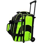 Pyramid Path Pro Deluxe Double Roller Bowling Bag (Black/Lime Green), 17352