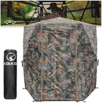 Kalkal Hunting Blind with Full Open Door, 2-3 Person 300° See Through Hunting Blind with Portable Bag, Stable 6-Sided Pop Up Ground Blind for Deer Turkey Bear Hunting