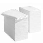 Prestee 50 Disposable Bathroom Napkins | Linen Feel Disposable Paper Hand Towels | Single-Use Cloth-Like Guest Towels | Dinner or Wedding Napkins (White)