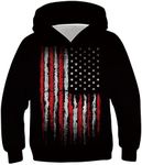 Goodstoworld Young Boys Flag Sweatshirts 12 Year Old Youth Hoodies Junior Girls Black Striped Stars 4th of July Pullover Hoody 13-14 yr Boy Gifts