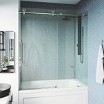 VIGO Adjustable 56-60" W x 66" H Elan Cass Aerodynamic Frameless Sliding Tub Door with Clear Tempered Glass, Reversible Door Handle and Stainless Steel Hardware in Stainless Steel-VG6044STCL6066