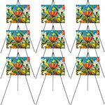 9 Pack Display Easel Folding Easel Stand 63" Portable Painting Easel Lightweight Metal Telescoping Easel Tripod Floor Easels for Poster Painting Wedding Sign Art Show Display (Black)