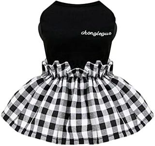 PETCARE Small Dog Dress Classic Black Plaid Dresses for Dogs Soft Cute Summer Dog Dress Shirt Shih Tzu Pomeranian Chihuahua Yorkie Puppy Dog Clothes Outfits for Small Dogs Girl (Black,Medium)