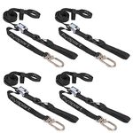 Ayaport Motorcycle Tie Down Straps 1.1” x 7’ (with Swivel Carabiner Hooks) Cam Buckle Tie Downs, Handlebar Strap for Dirt Bike, Motor Bike, Kayak, Car, Truck, Boat, Cargo, Black (1.1" x7'-4pcs)