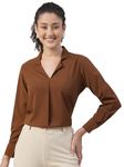 Women's Regular Fit Cotton Blend Shirts (RCT-Coffee-m)