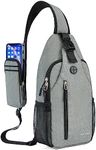 BOSTANTEN Sling Bag, Crossbody Backpack RFID Shoulder Chest Bag for Men Women Travel Hiking Casual Daypack, Grey