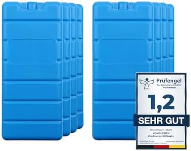 VonBueren Pain de Glace pour Sac Isotherme | Lot de 8 | jusqu'à 12 Heures de Temps de Refroidissement | 7.5 x 16.5 x 2 cm | Plastique