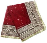 Navti Creations Women Heavy Maroon Net Dupatta Of Katrina Kaif's Marriage With 4 Side Golden Kiran Frill (2.25M)