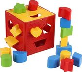 Play22 Baby Blocks Shape Sorter Toy - Childrens Blocks Includes 18 Shapes - Learning Color Recognition - Colorful Sorter Cube Box - My First Baby Toys - Toys Gift for Boys & Girls