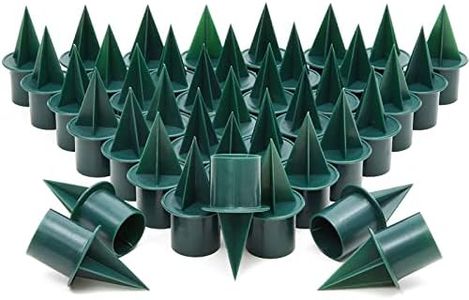 Bright Creations 40-Pack Green Plastic Candle Holder Stakes - 1-inch Picks for Floral Arrangements, Wedding Table Centerpieces - Plastic Candle Holders - Stakes for Candles