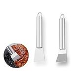 2 Pcs Super Scraper for Cleaning, Stainless Steel Kitchen Scraper with Metal Handle Oven Scraper Tool Non Scratch for Ovens Stoves Induction Hob, Straight + Bending