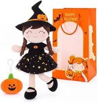 Gloveleya Halloween Soft Plush Toy, Baby Girl Gifts, Witch Doll, Black Dress, 16 Inch