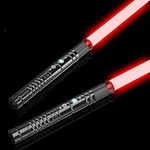 2 Pack MAQRLT Light Saber, 2-in-1 7 RGB FX Dueling Light Saber for Kids, Premium Aluminium Alloy Hilt Dual Light Sabers with 7 Colors Changeable for Birthday Xmas Presents Halloween Cosplay