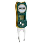 Team Golf NFL Green Bay Packers Switchfix Divot Tool with Double-Sided Magnetic Ball Marker, Features Patented Single Prong Design, Causes Less Damage to Greens, Switchblade Mechanism
