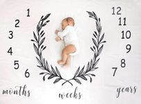 Royal Brea Baby Towel | Monthly Milestone Blanket | 1 to 12 Months | Number & Words Design | Unisex Month Blanket for Baby Photoshoot | Soft and Skin Friendly