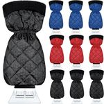 Datanly 9 Pack Ice Scraper for Cars Windshield with Mitt Snow Scraper Remover with Glove Waterproof Warm Cozy Car Ice Scraper for Car Auto Truck Window Red Black Blue