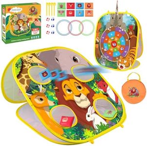 Nazano 4 in 1 Double-Sided Foldable Cornhole Bean Bag Toss Game Set with Accessories for Kids, Ages 3-6